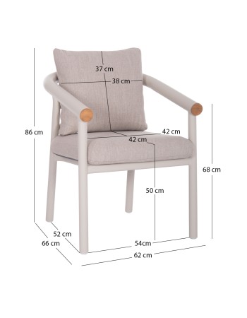 EUTOPIA Armchair | Cream White Aluminium with Beige fabric