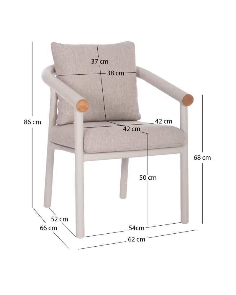 EUTOPIA Armchair | Cream White Aluminium with Beige fabric