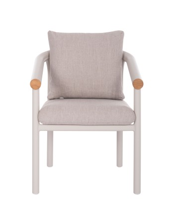 EUTOPIA Armchair | Cream White Aluminium with Beige fabric