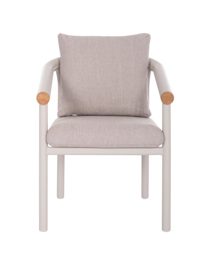 EUTOPIA Armchair | Cream White Aluminium with Beige fabric