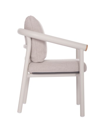 EUTOPIA Armchair | Cream White Aluminium with Beige fabric