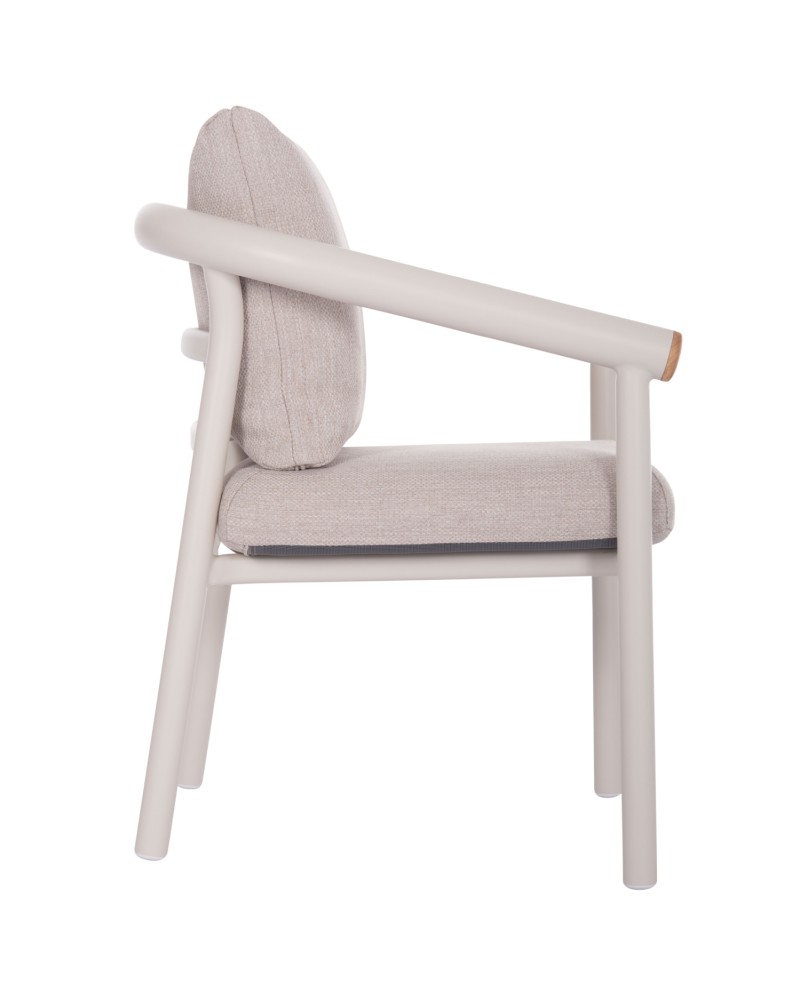 EUTOPIA Armchair | Cream White Aluminium with Beige fabric