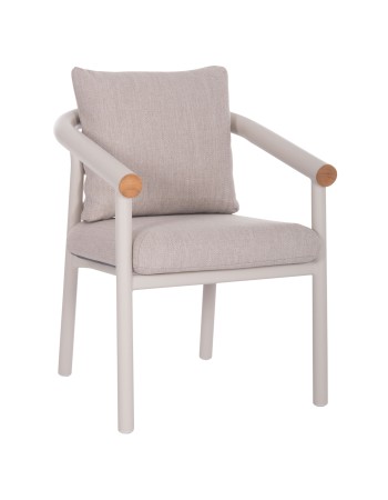 EUTOPIA Armchair | Cream White Aluminium with Beige fabric