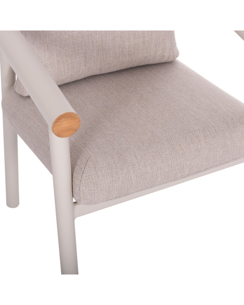 EUTOPIA Armchair | Cream White Aluminium with Beige fabric
