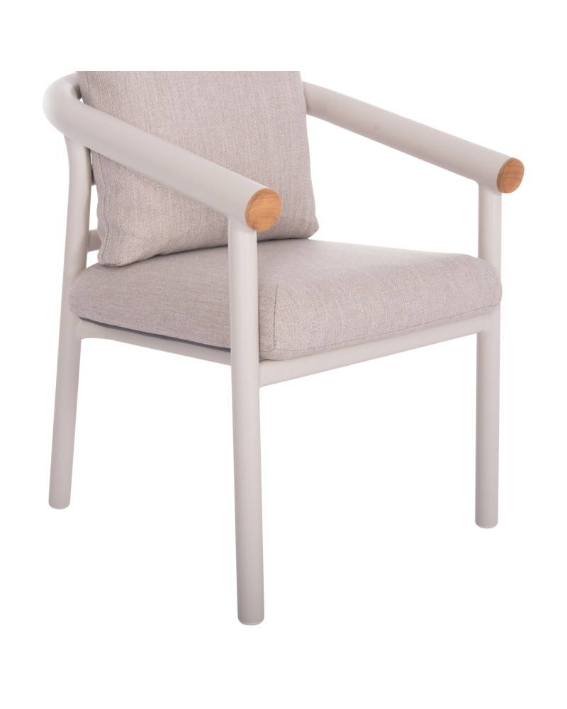 EUTOPIA Armchair | Cream White Aluminium with Beige fabric