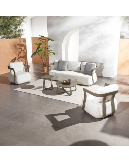 PACIFIC Sofa Set | Shampagne Aluminium with Cream fabric