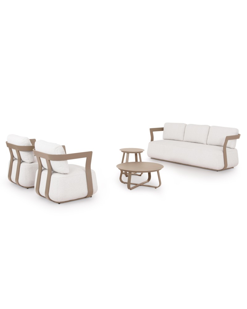 PACIFIC Sofa Set | Shampagne Aluminium with Cream fabric