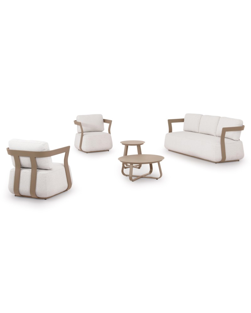 PACIFIC Sofa Set | Shampagne Aluminium with Cream fabric
