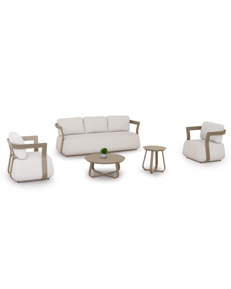 PACIFIC Sofa Set | Shampagne Aluminium with Cream fabric