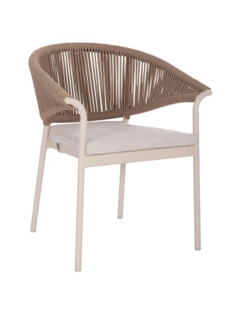 STELLAR Armchair | Ivory Aluminium frame with Natural Rope