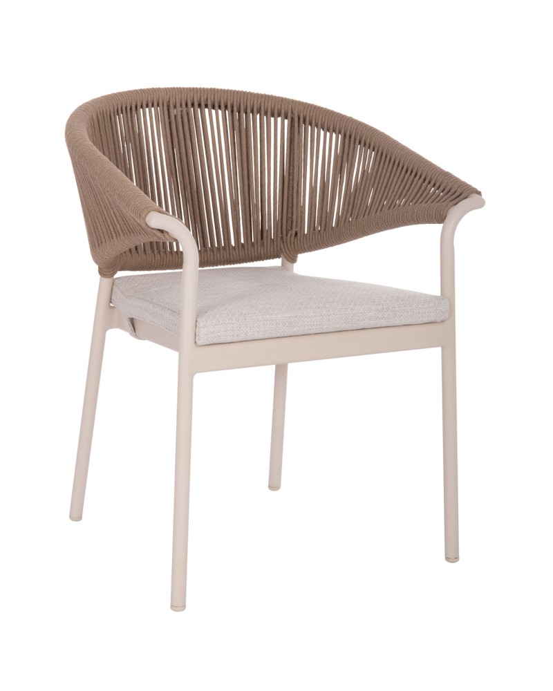 STELLAR Armchair | Ivory Aluminium frame with Natural Rope