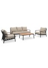 OBLIVION Lounge Sofa Set | Dark Grey Aluminum with rope & teak