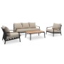 OBLIVION Lounge Sofa Set | Dark Grey Aluminum with rope & teak