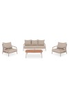 OBLIVION Lounge Sofa Set | Beige Aluminum with rope & teak