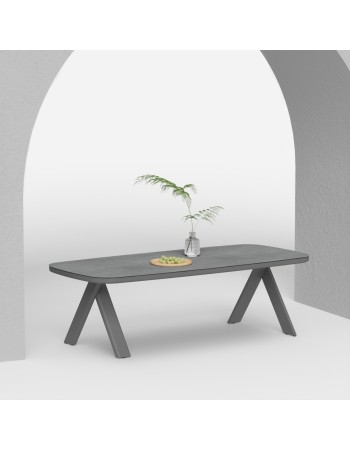 CRANFIELD Dining Table 242x110x74Hcm | Dark Grey Aluminum with glass top