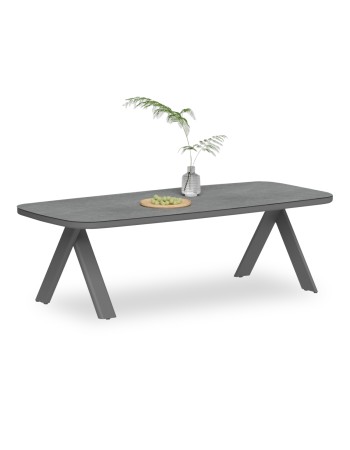 CRANFIELD Dining Table 242x110x74Hcm | Dark Grey Aluminum with glass top
