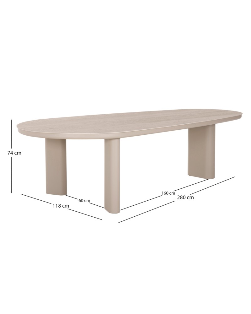 OSIRIS Dining Table | Beige Aluminum frame,beige/grey sintered stone