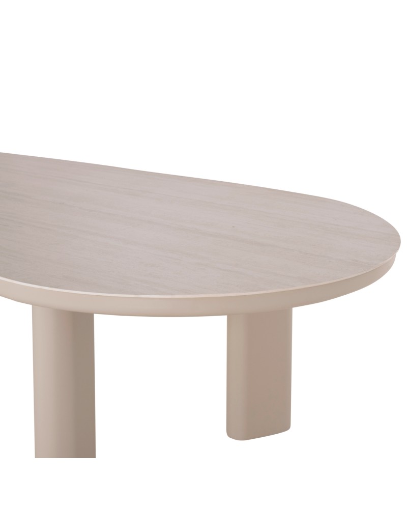 OSIRIS Dining Table | Beige Aluminum frame,beige/grey sintered stone