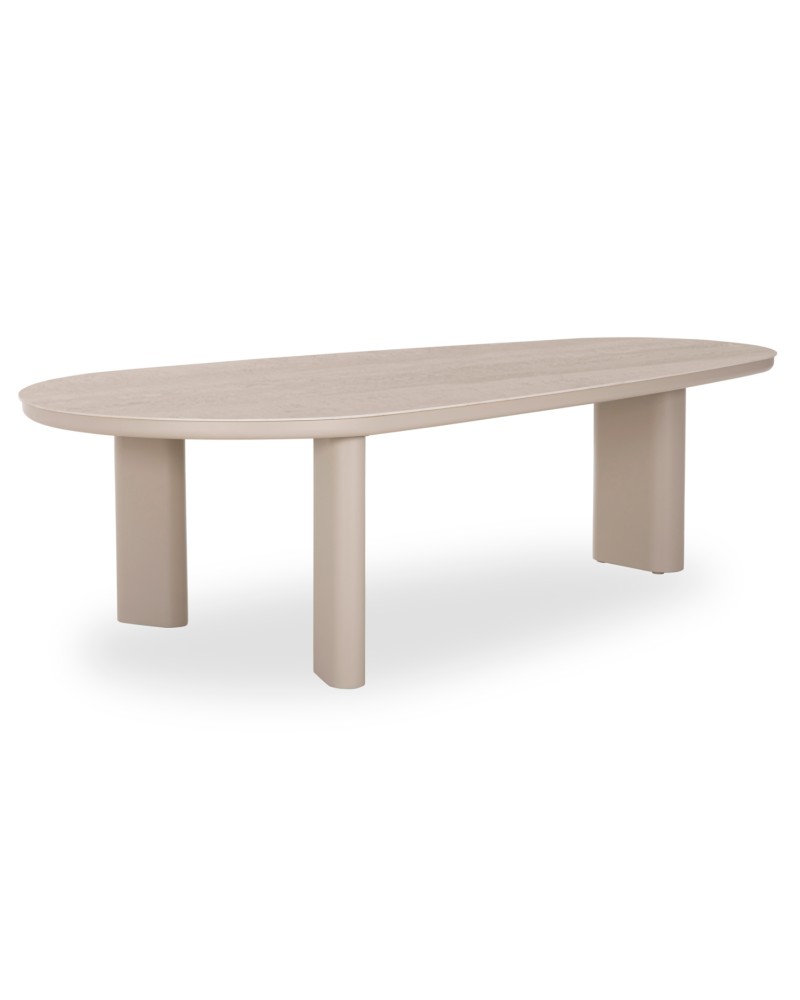 OSIRIS Dining Table | Beige Aluminum frame,beige/grey sintered stone