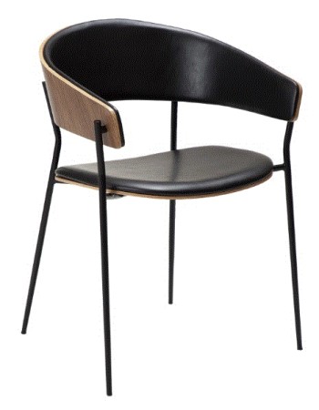 CRIB Armchair | Vintage Black Art.leather and walnut oak veneer, Black legs