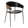 CRIB Armchair | Vintage Black Art.leather and walnut oak veneer, Black legs