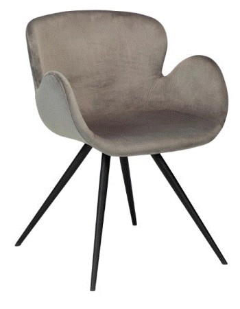 GAIA Armchair | Velvet Grey, Black legs