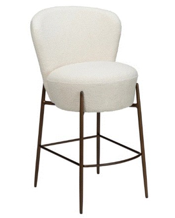 ORBIT Counter Stool | Dove Pres Boucle, Ant. Brass legs