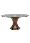 EPIC Dining Table | Glass Top, Walnut Base with metal Ant. Brass 