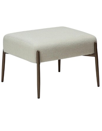 GLAM Foot Stool | Bone White Boucle, Ant.Brass legs
