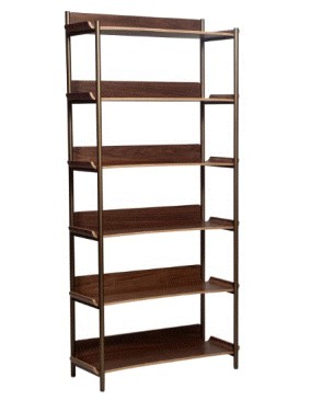 FRIYAY Bookcase with 6 Shelves | Walnut Veneer