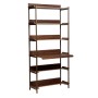FRIYAY Bookcase with 6 Shelves and desk | Walnut Veneer