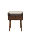 ARDA Bedstand 45x35x60cm | Travertin top, Oak wood legs