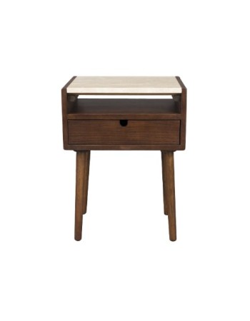 ARDA Bedstand 45x35x60cm | Travertin top, Oak wood legs