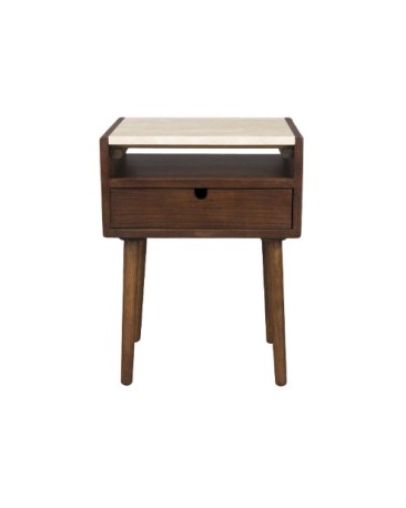 ARDA Bedstand 45x35x60cm | Travertin top, Oak wood legs