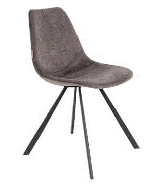 FRANKY  Chair | Velvet Grey, Black legs
