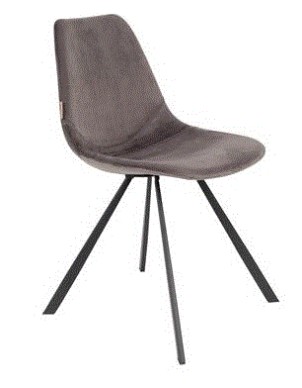 FRANKY  Chair | Velvet Grey, Black legs