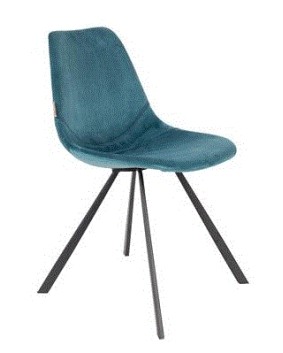 FRANKY Chair | Velvet Petrol, Black legs