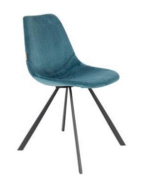 FRANKY Chair | Velvet Petrol, Black legs