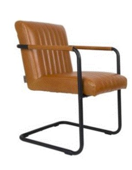 STITCHED Armchair | Art.Leather Cognac, Black legs
