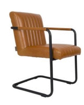 STITCHED Armchair | Art.Leather Cognac, Black legs