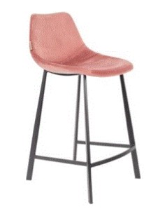 FRANKY Counter Stool | Velvet Old Pink, Black legs