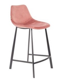 FRANKY Counter Stool | Velvet Old Pink, Black legs