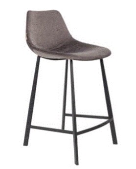 FRANKY Counter Stool | Velvet Grey, Black legs