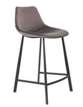 FRANKY Counter Stool | Velvet Grey, Black legs