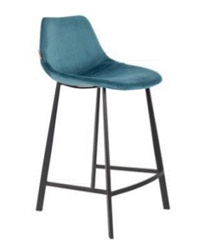 FRANKY Counter Stool | Velvet Petrol, Black legs