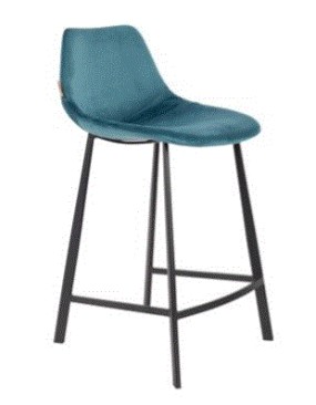 FRANKY Counter Stool | Velvet Petrol, Black legs
