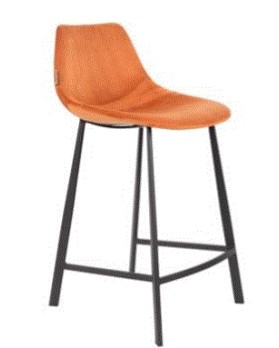 FRANKY Counter Stool | Velvet Orange , Black legs