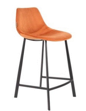 FRANKY Counter Stool | Velvet Orange , Black legs