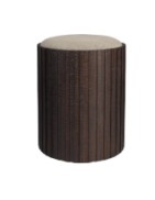 BAY High Storage Pouf | Beige fabric, Teak brown wood base