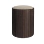 BAY High Storage Pouf | Beige fabric, Teak brown wood base